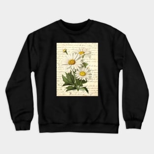 Daisy Botanical on Antique Letter Collage Crewneck Sweatshirt